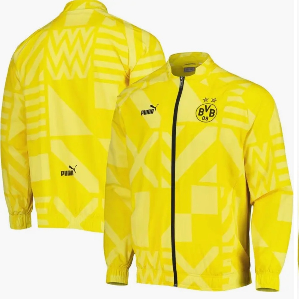 NWT Puma BVB 09 Bright Yellow Pre-Match Training Jacket Large, Borussia Dortmund